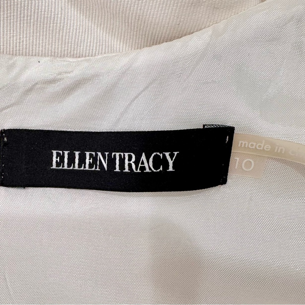 Ellen Tracy Ivory Gold Metal Beaded Sleeveless Sheath Pencil Dress - Picture 6 of 6